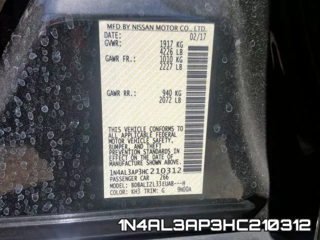 1N4AL3AP3HC210312 фото 2