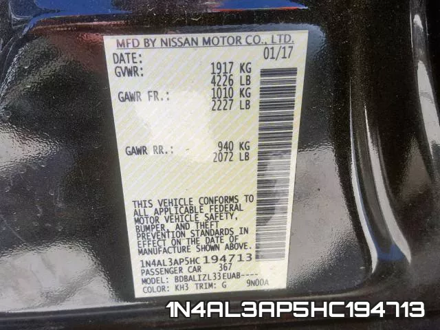 1N4AL3AP5HC194713 фото 2