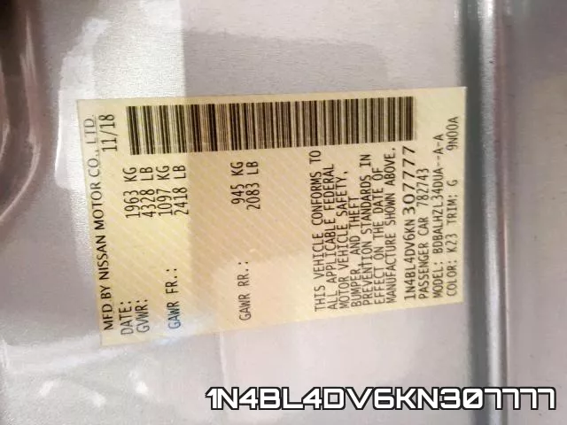 1N4BL4DV6KN307777 фото 2