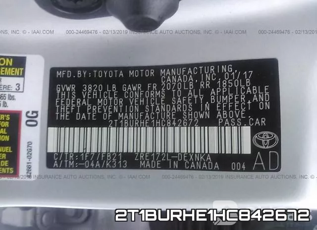 2T1BURHE1HC842672 фото 10