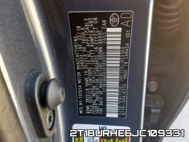 2T1BURHE6JC109331 фото 2