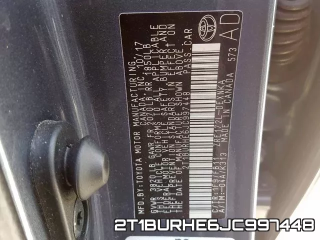 2T1BURHE6JC997448 фото 2