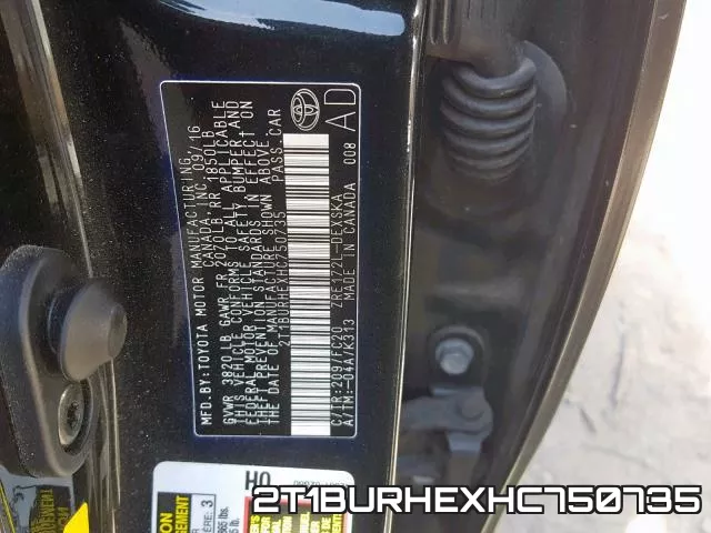 2T1BURHEXHC750735 фото 2