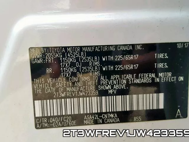 2T3WFREV1JW423359 фото 2