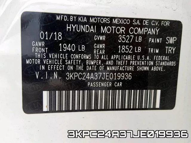 3KPC24A37JE019936 фото 2