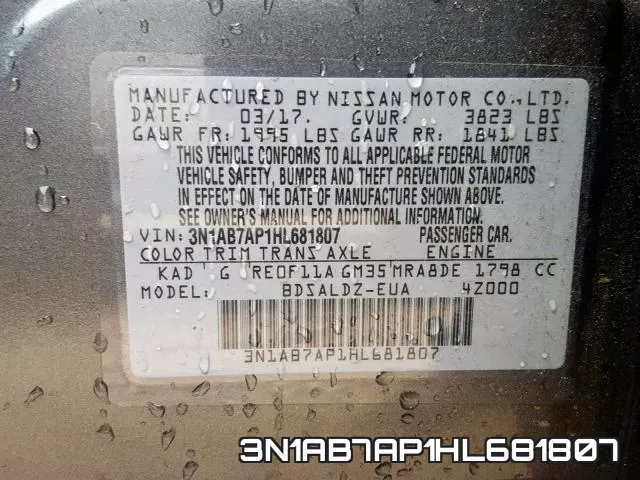 3N1AB7AP1HL681807 фото 2