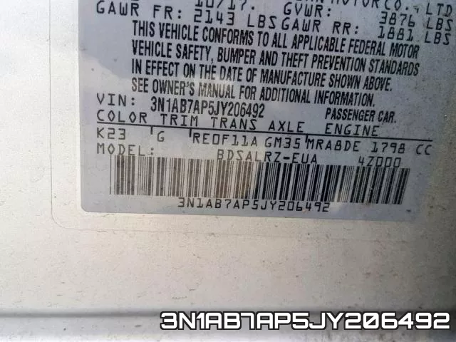 3N1AB7AP5JY206492 фото 2
