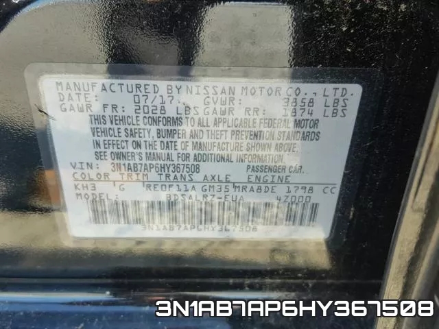 3N1AB7AP6HY367508 фото 2
