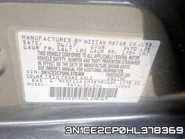 3N1CE2CP0HL378369 фото 2
