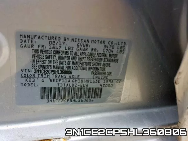 3N1CE2CP5HL360806 фото 2