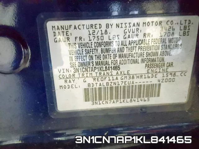 3N1CN7AP1KL841465 фото 2