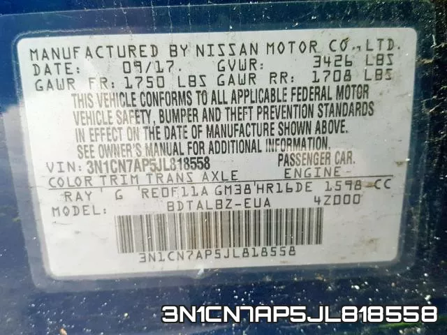 3N1CN7AP5JL818558 фото 2