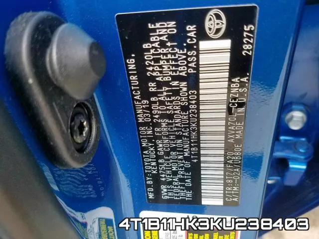 4T1B11HK3KU238403 фото 2