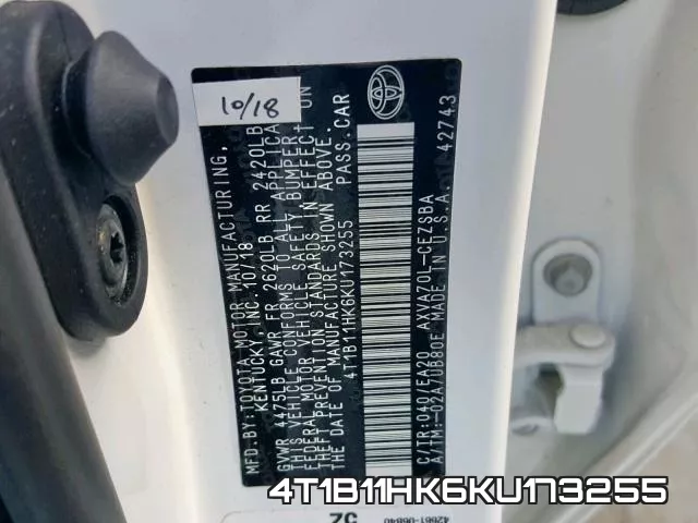4T1B11HK6KU173255 фото 2