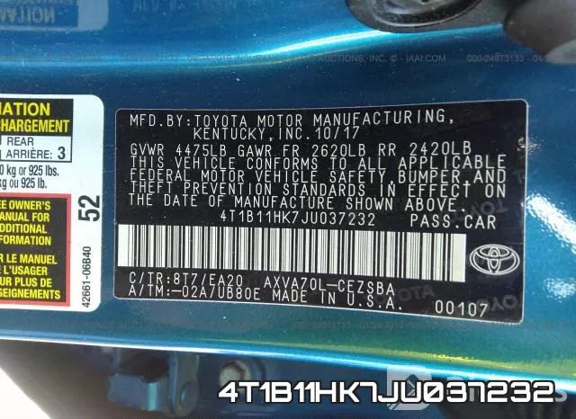 4T1B11HK7JU037232 фото 10