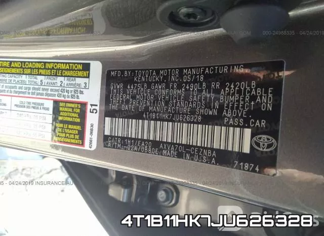 4T1B11HK7JU626328 фото 9