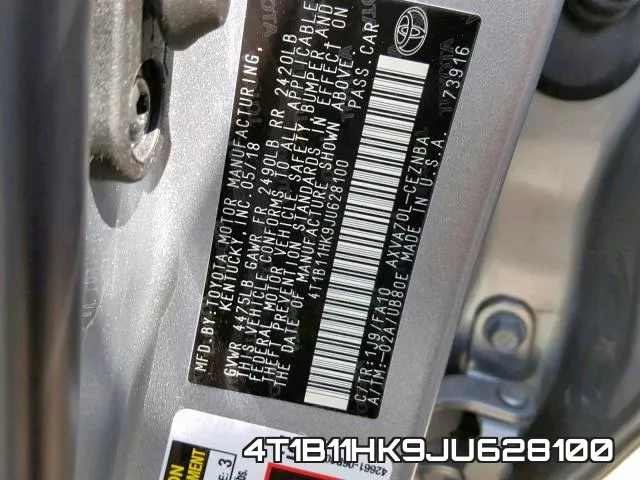 4T1B11HK9JU628100 фото 2