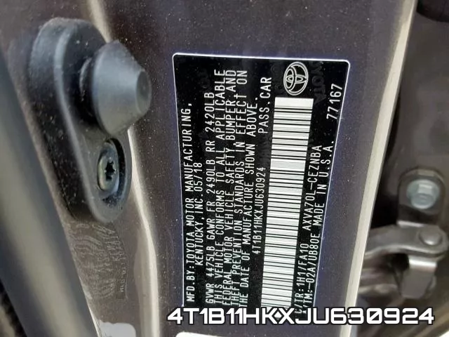 4T1B11HKXJU630924 фото 2
