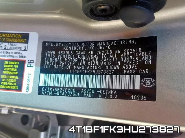 4T1BF1FK3HU273827 фото 2