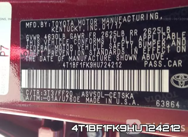 4T1BF1FK9HU724212 фото 10