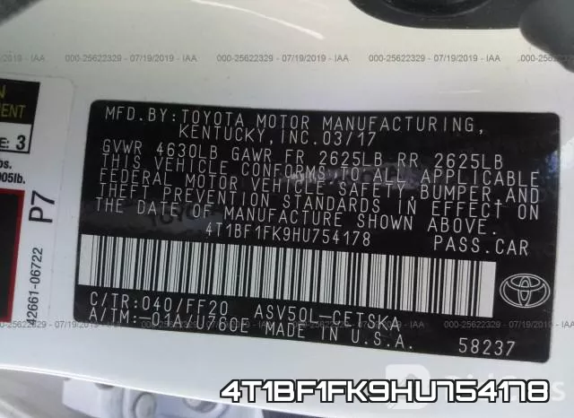 4T1BF1FK9HU754178 фото 10