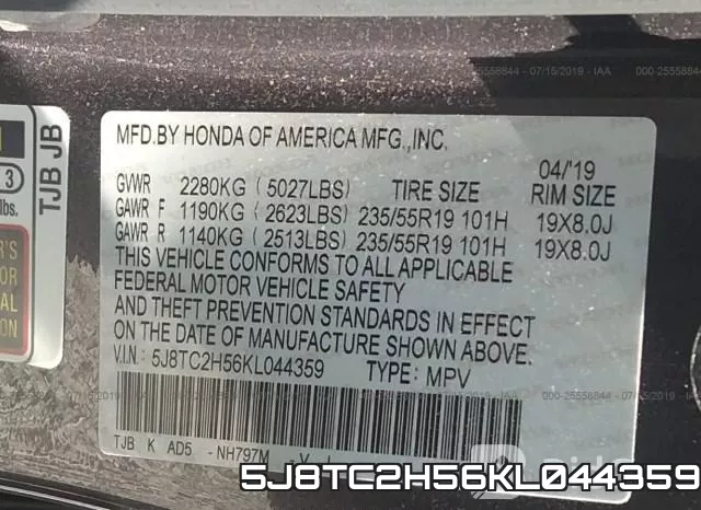5J8TC2H56KL044359 фото 10