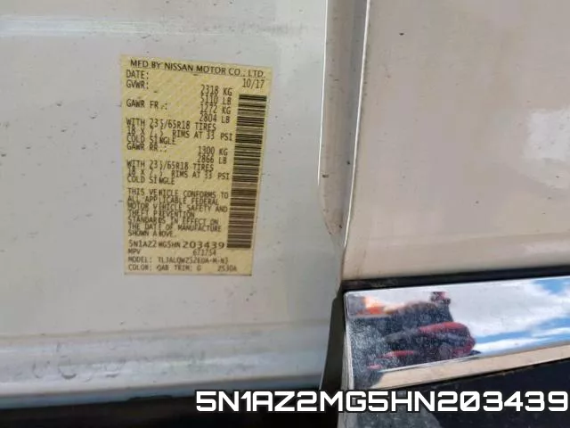 5N1AZ2MG5HN203439 фото 2