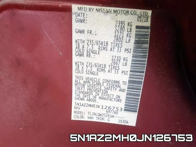 5N1AZ2MH0JN126753 фото 2