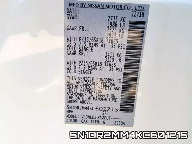 5N1DR2MM4KC601215 фото 2