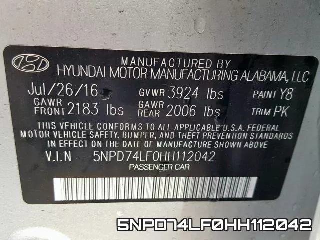 5NPD74LF0HH112042 фото 2