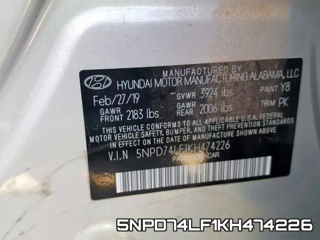 5NPD74LF1KH474226 фото 2