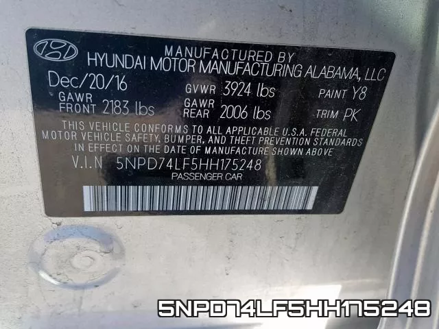 5NPD74LF5HH175248 фото 2