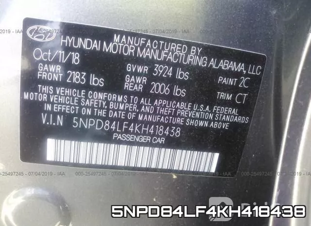 5NPD84LF4KH418438 фото 10