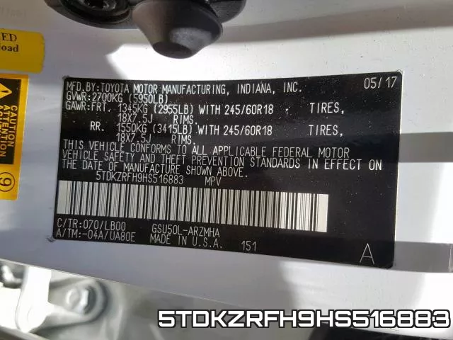 5TDKZRFH9HS516883 фото 2