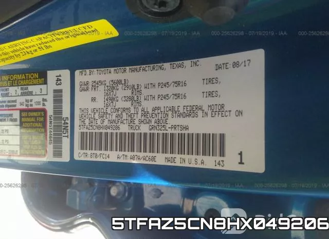 5TFAZ5CN8HX049206 фото 9