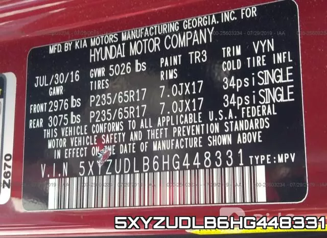 5XYZUDLB6HG448331 фото 10
