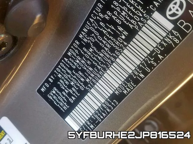 5YFBURHE2JP816524 фото 2