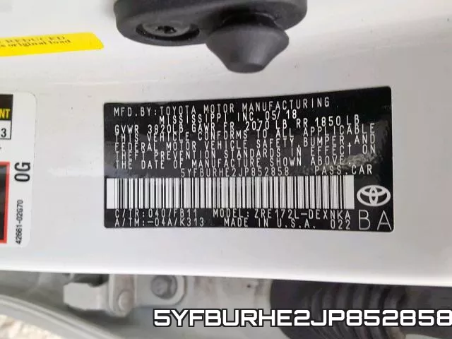 5YFBURHE2JP852858 фото 2