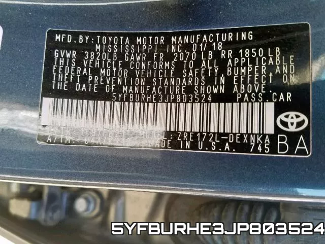 5YFBURHE3JP803524 фото 2