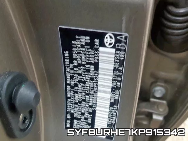 5YFBURHE7KP915342 фото 2
