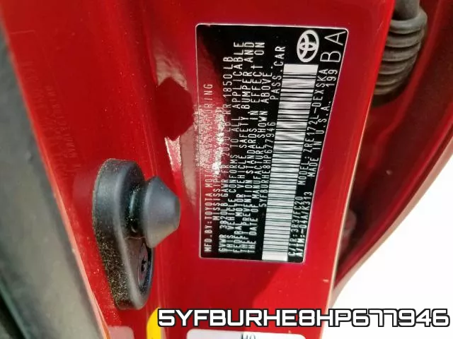 5YFBURHE8HP677946 фото 2