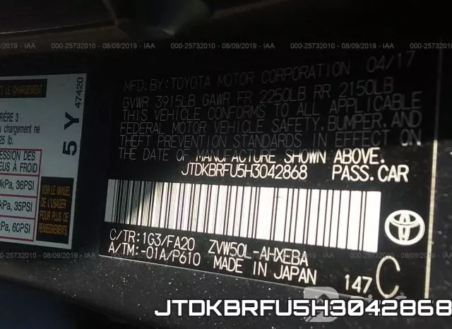 JTDKBRFU5H3042868 фото 10