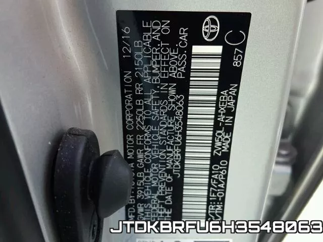JTDKBRFU6H3548063 фото 2