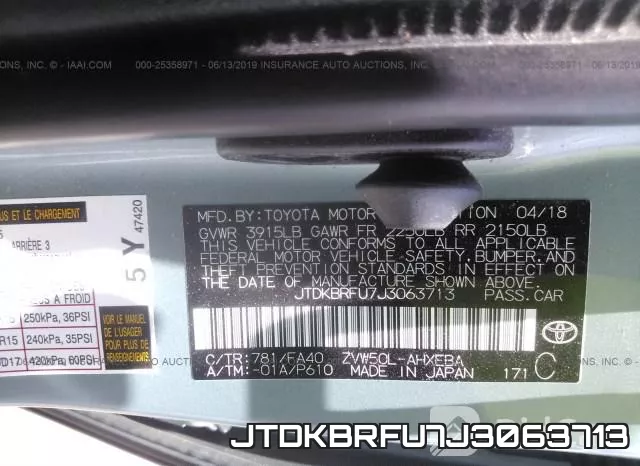 JTDKBRFU7J3063713 фото 10