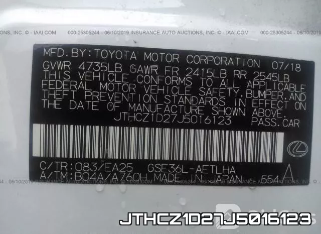 JTHCZ1D27J5016123 фото 10