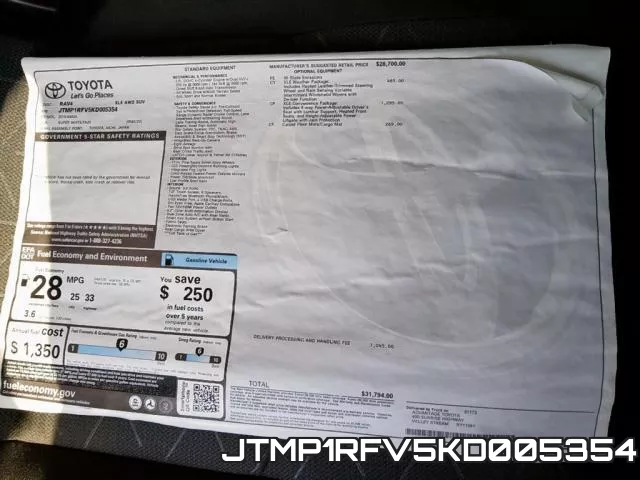 JTMP1RFV5KD005354 фото 2