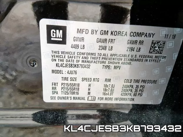 KL4CJESB3KB793432 фото 2
