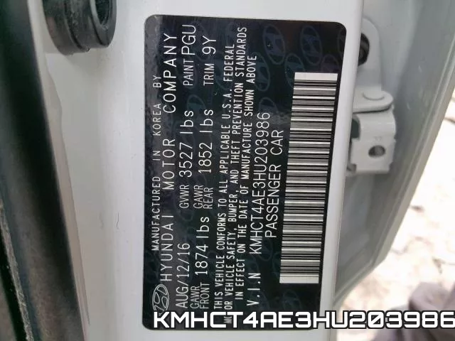 KMHCT4AE3HU203986 фото 2