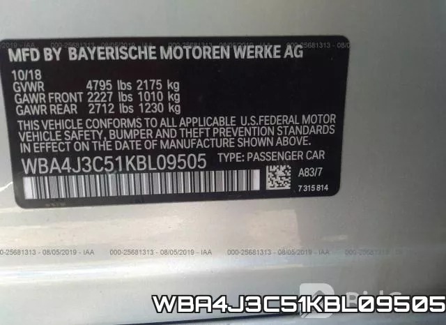 WBA4J3C51KBL09505 фото 10