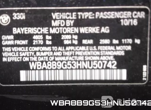 WBA8B9G53HNU50742 фото 10
